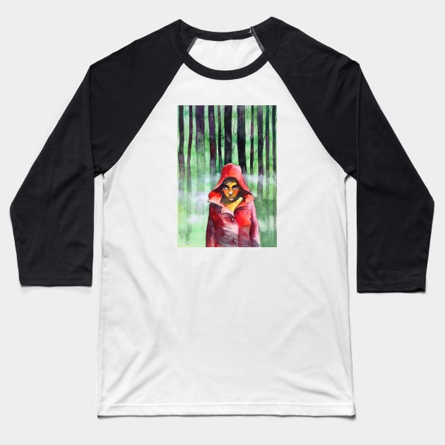 Little red riding woods Baseball T-Shirt by Andreuccetti Art